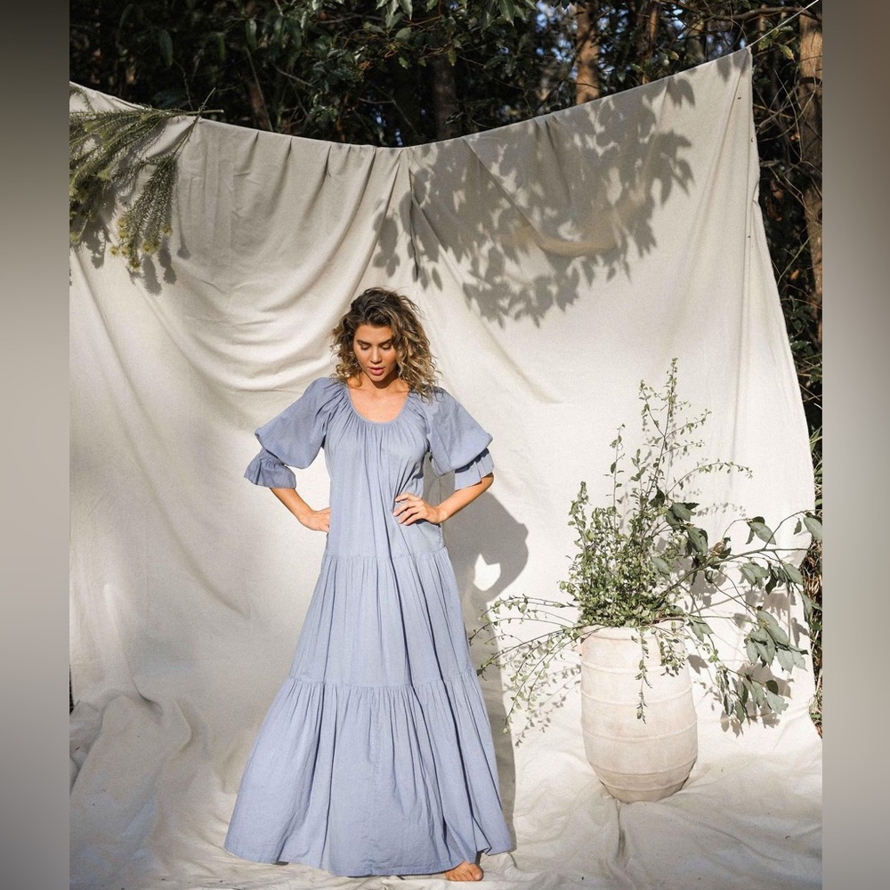 Daughters of India Sahana Gown in Blue Lagoon Size S